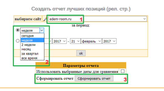 Новый и современный функционал — сравнение лучших позиций за дату — ПОЗ